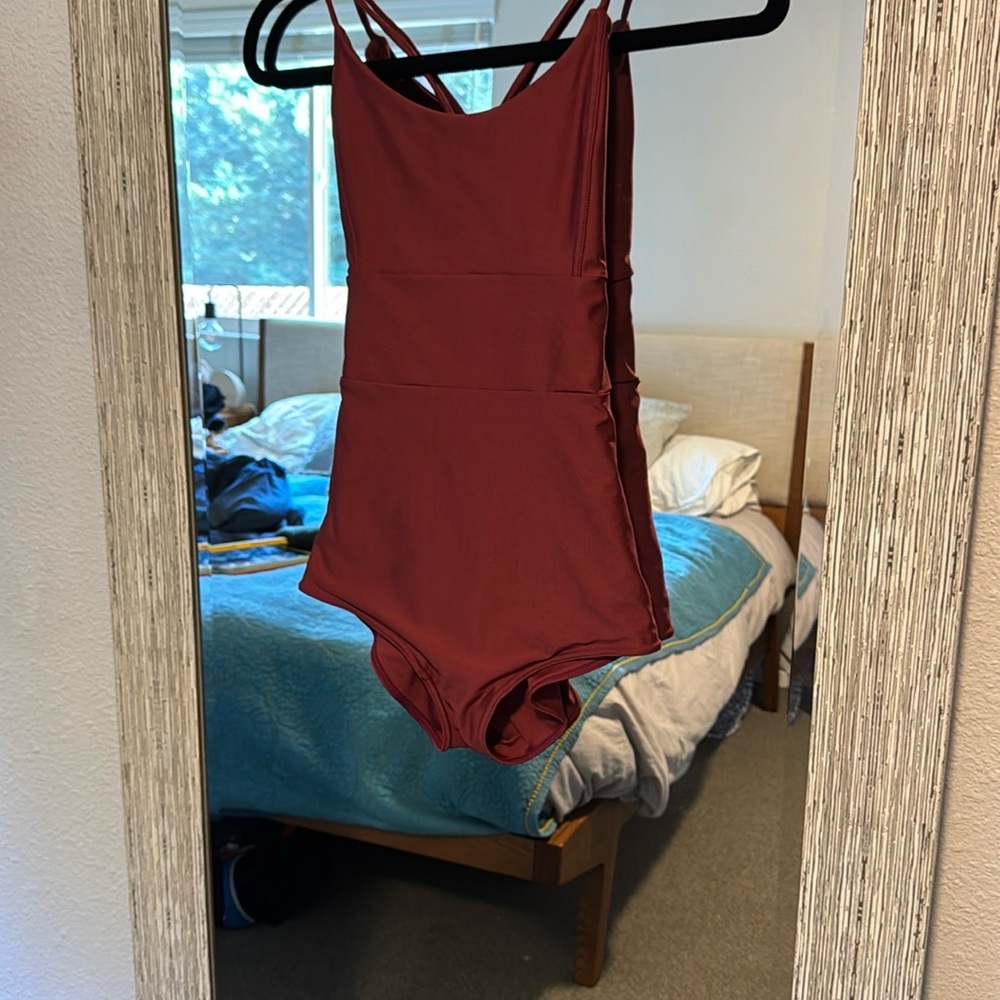 Elegant Women's Burgundy One Piece Swimsuit